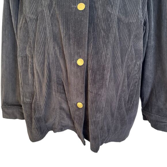 Sweet Generis Shacket Women's Size S Corduroy Black Barn Chore Coat Gold Buttons - Picture 3 of 8